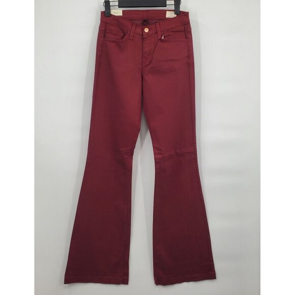 Bridge By Gly Mid Rise Flare Jeans Solid Stretch Women Size 28 Red NWT - Picture 1 of 14